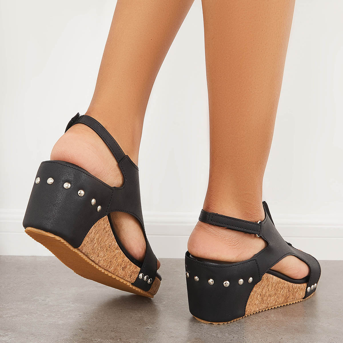 Kurk Platform Wedges Slingback Enkel Gesp Sandalen - Verhoog je stijl met Comfort en Elegantie