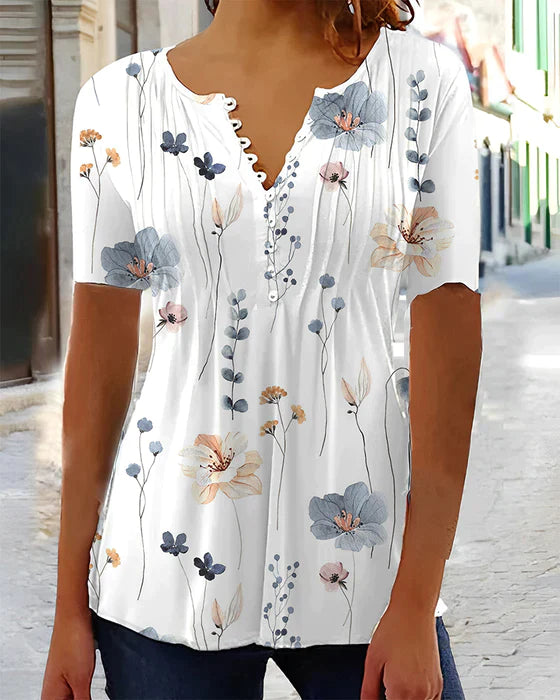 Ivy™ | dames gebloemd V-hals shirt