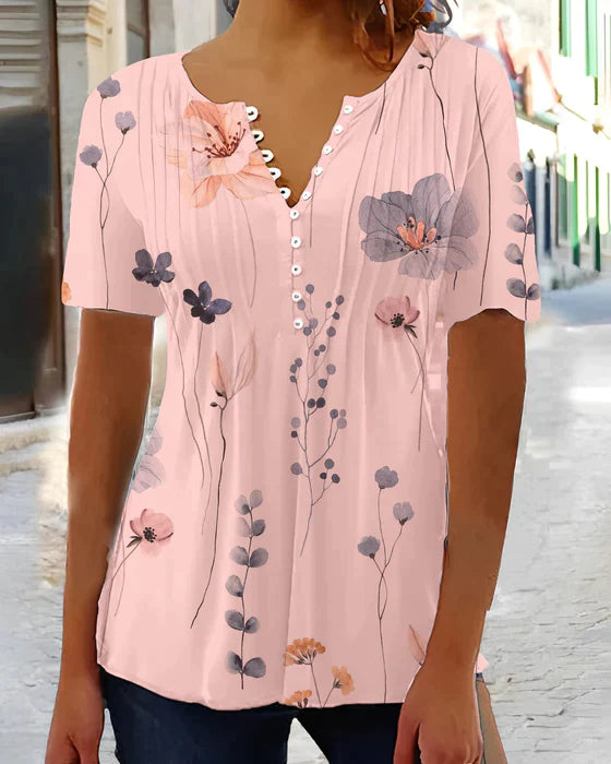 Ivy™ | dames gebloemd V-hals shirt