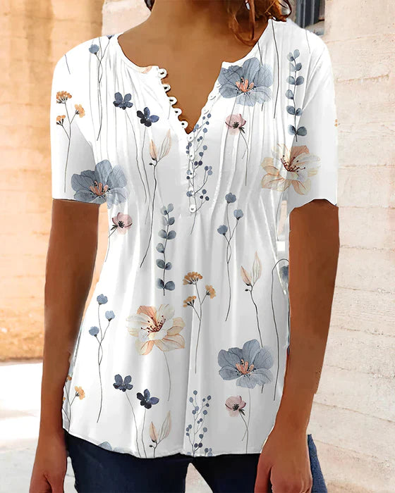 Ivy™ | dames gebloemd V-hals shirt