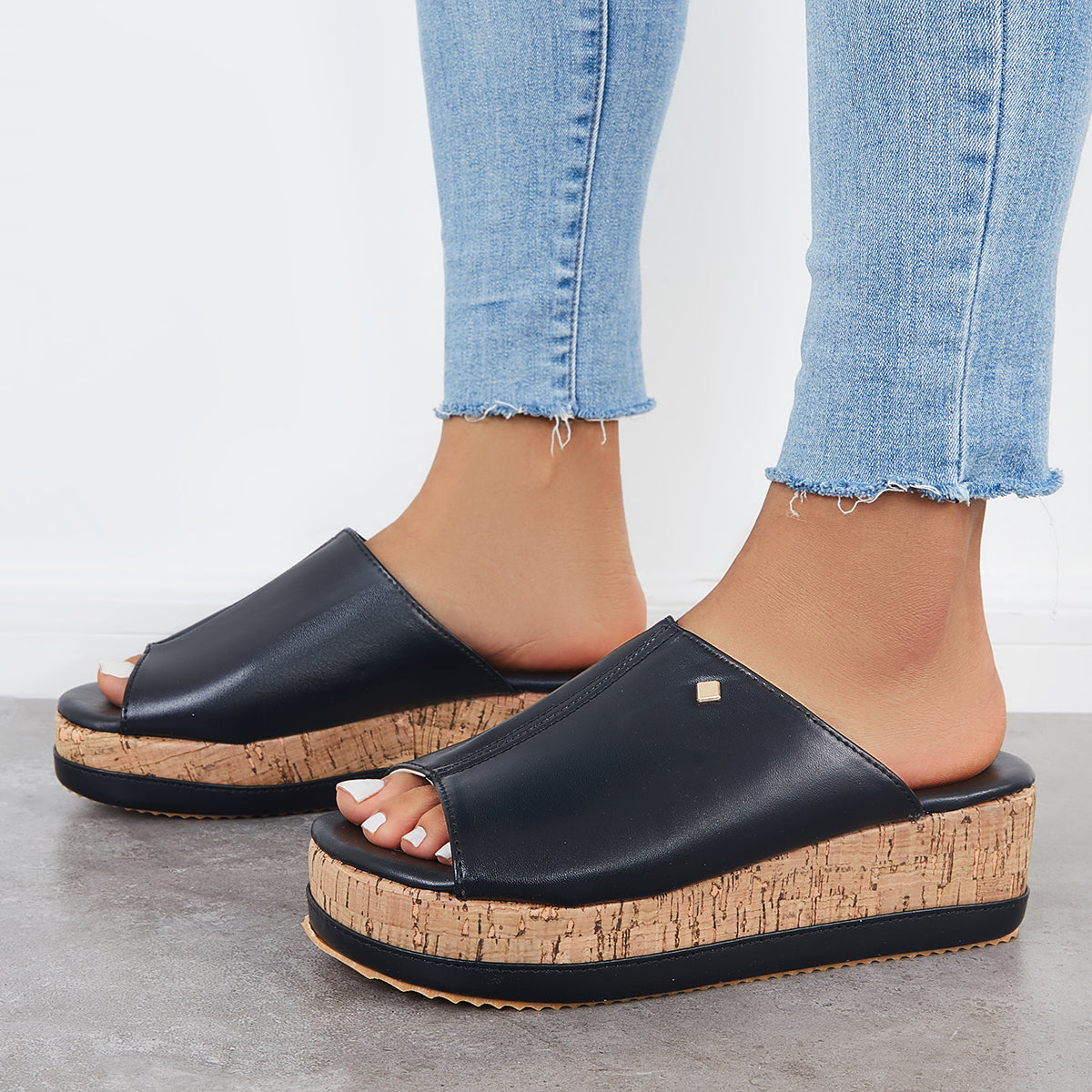 WedgeWise™ | Comfortabel Kurk Voetbed Slip-on Sandalen Platform Wig Slippers